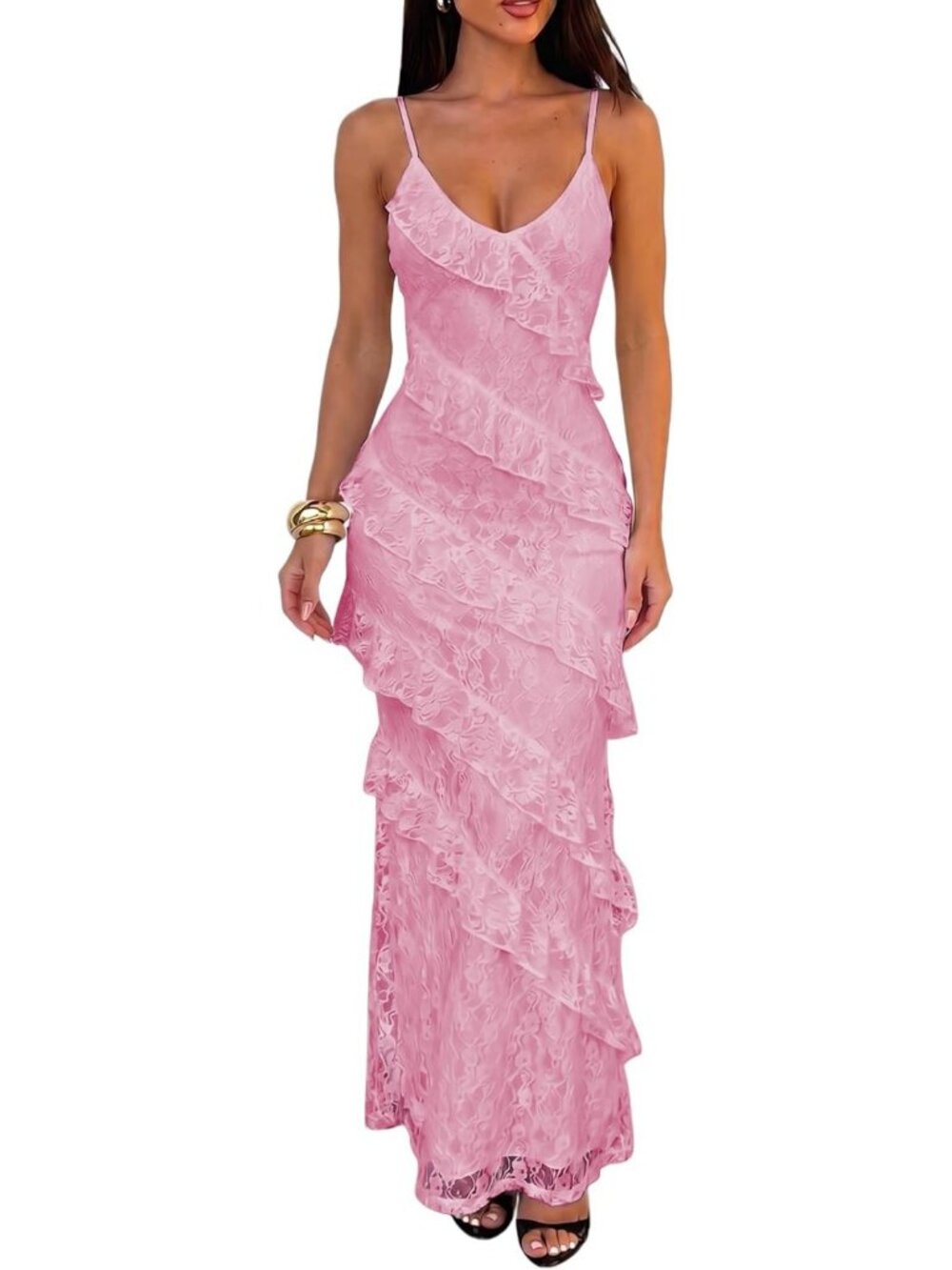 Floral V Neck Maxi Dress for Women - Sexy Wedding Guest & Cocktail Dress